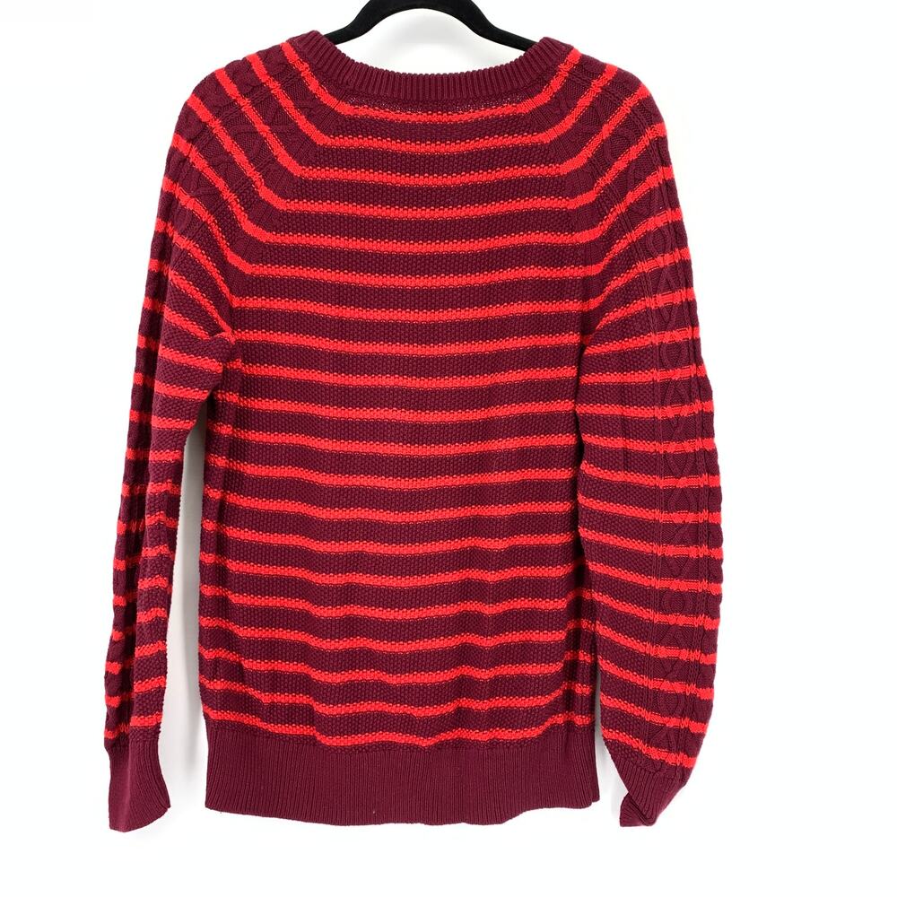 GAP Pullover Crew Neck Sweater Womens Size Medium Tall Red Maroon Cable Knit - Picture 2 of 5